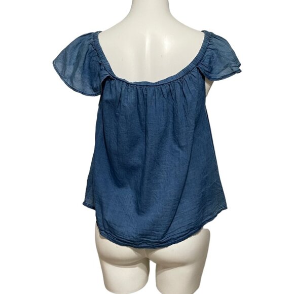 Madewell Large Indigo Chambray On Off Shoulder Top - Picture 4 of 7